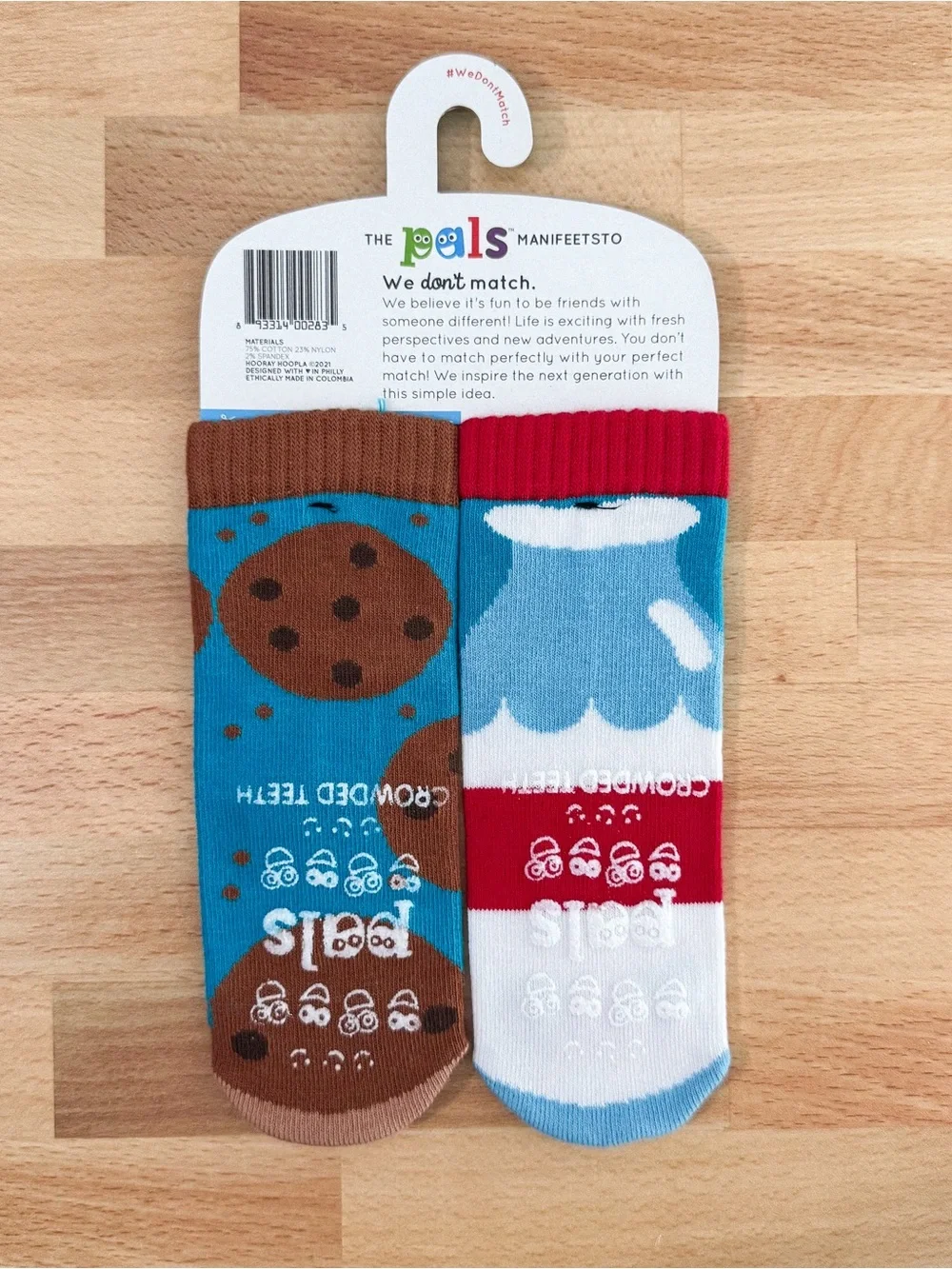 Pals Socks Kids' Mismatched Grip Socks - Milk and Cookies